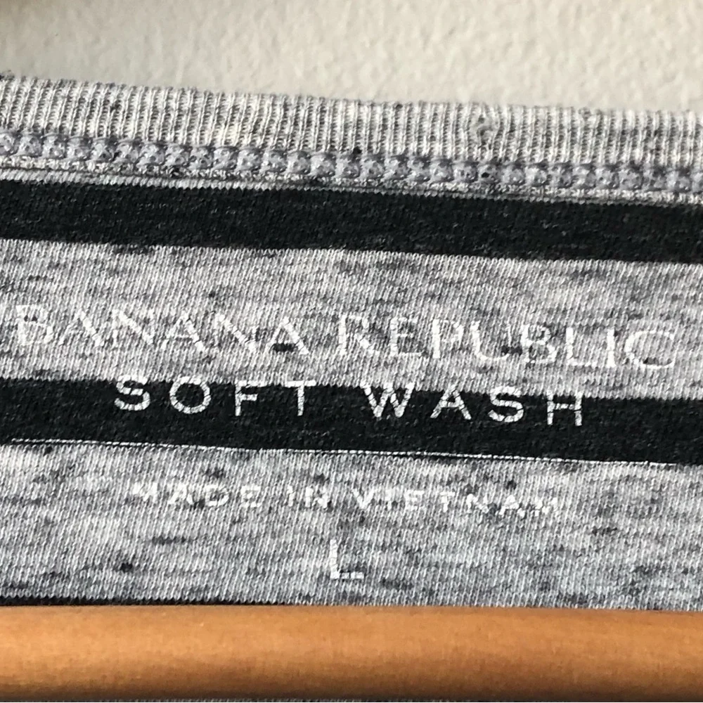 3/$25 BANANA REPUBLIC Men’s Striped 100% Cotton Soft Wash Gray Short Sleeve Tee